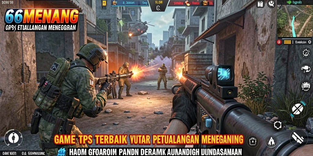 Screenshot gameplay 66MENANG menampilkan aksi seru dalam pertempuran TPS.