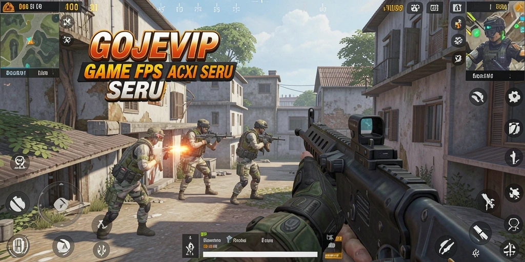 Tampilan aksi seru gameplay FPS dari GOJEKVIP yang mendebarkan.