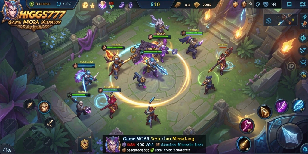 Tampilan gameplay seru dalam HIGGS777 dengan karakter unik dan taktik serangan.