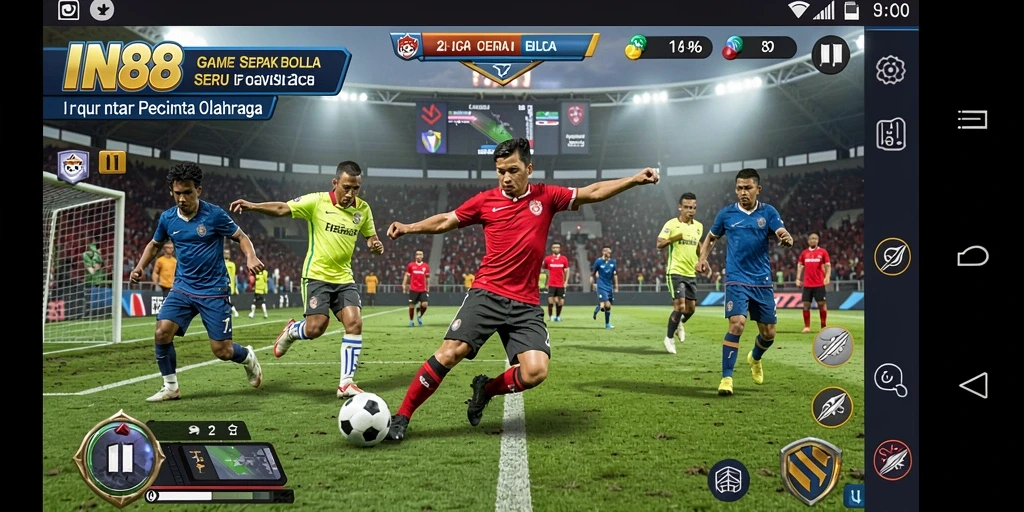 Tampilan gameplay seru IN88 dengan aksi sepak bola penuh strategi.
