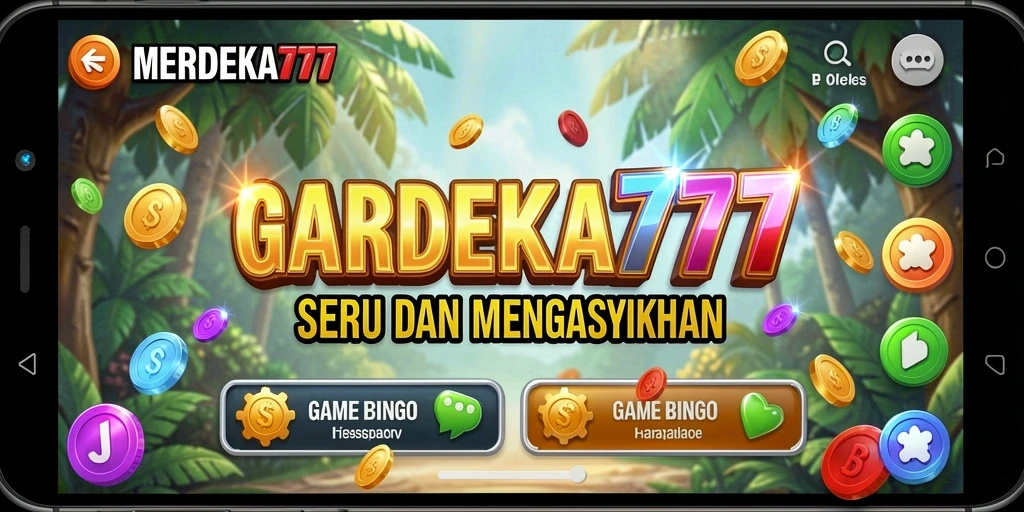 Screenshot gameplay utama MERDEKA777 menampilkan suasana permainan Bingo yang seru.