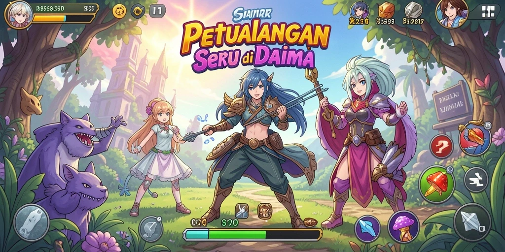 Screenshot menampilkan aksi seru dalam game Anime V21.